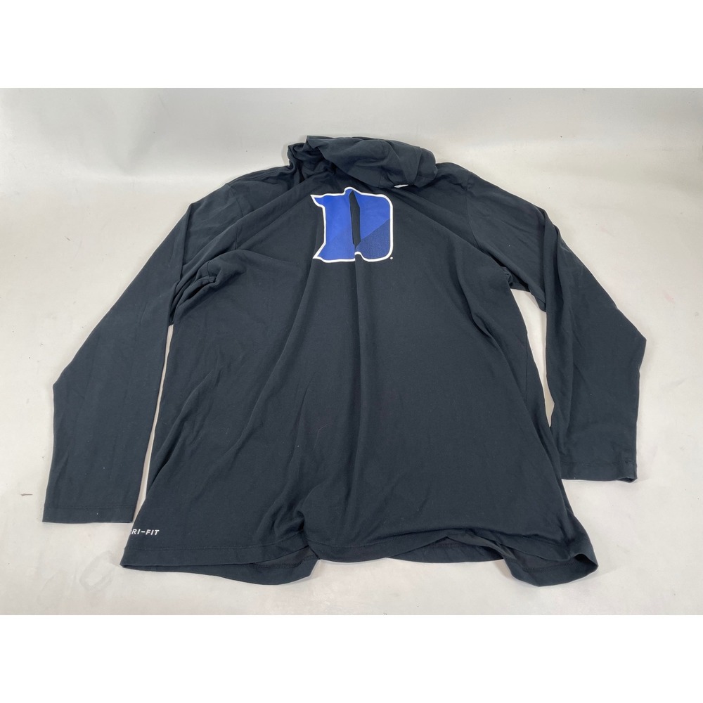 Nike Duke Blue Devils Dri-FIT Hooded Long Sleeve T-Shirt Mens 2XL Black Graphic